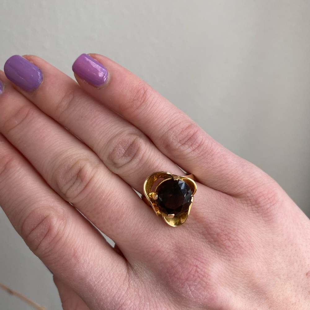 Stunning 14k Gold Large Smoky Quartz Ring
